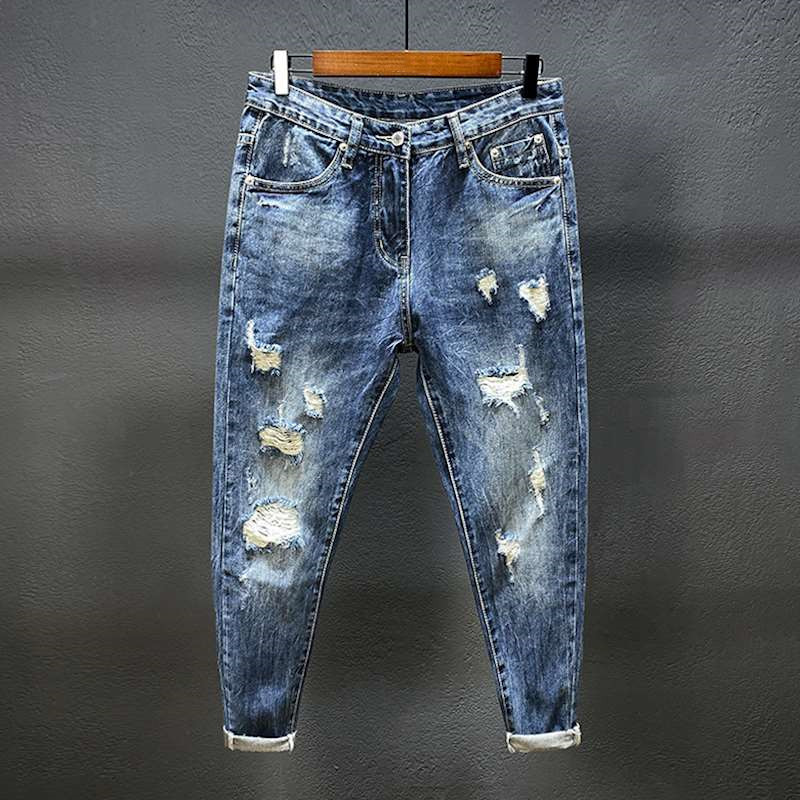 Nine-point jeans with holes fo - огляд і ціна Urban Streetwear Brand