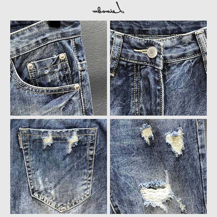 Nine-point jeans with holes fo - огляд і ціна Urban Streetwear Brand