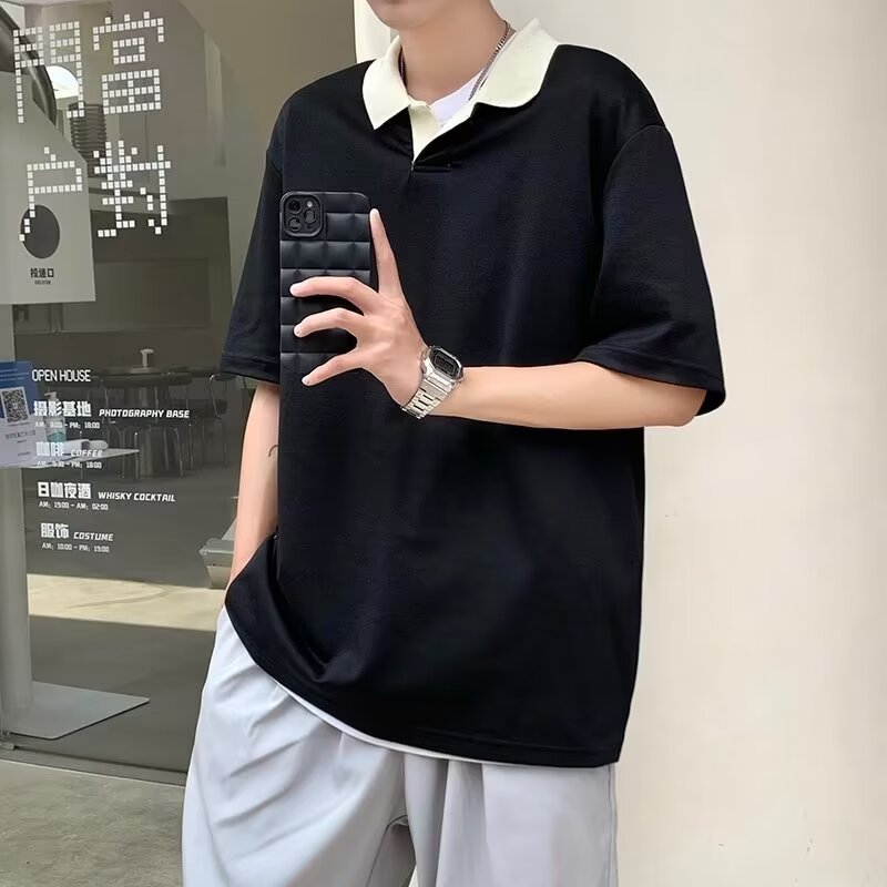 Contrasting Color Lapel Knitte - огляд і ціна Urban Streetwear Brand